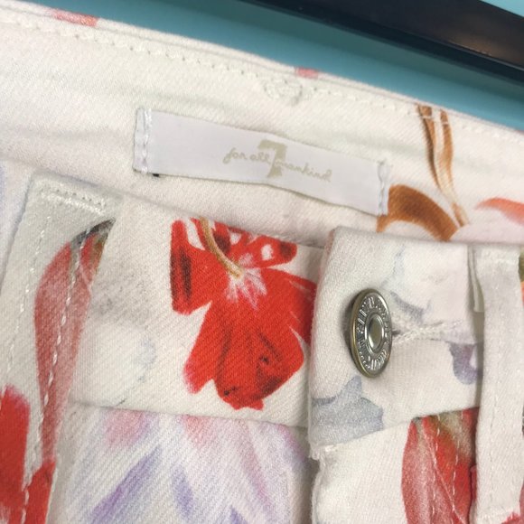 NWOT 7 For All Mankind Floral White Pants Size 23 - Picture 4 of 6